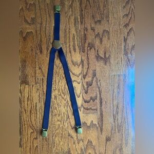 Janie and Jack Navy Suspenders with Gold Clips